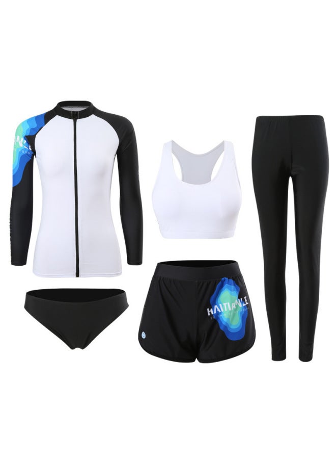 New Men's And Women's Couples Swimming Suit Split Long Sleeve Trousers Set Belly Covering Slim Conservative Hot Spring Swimwear