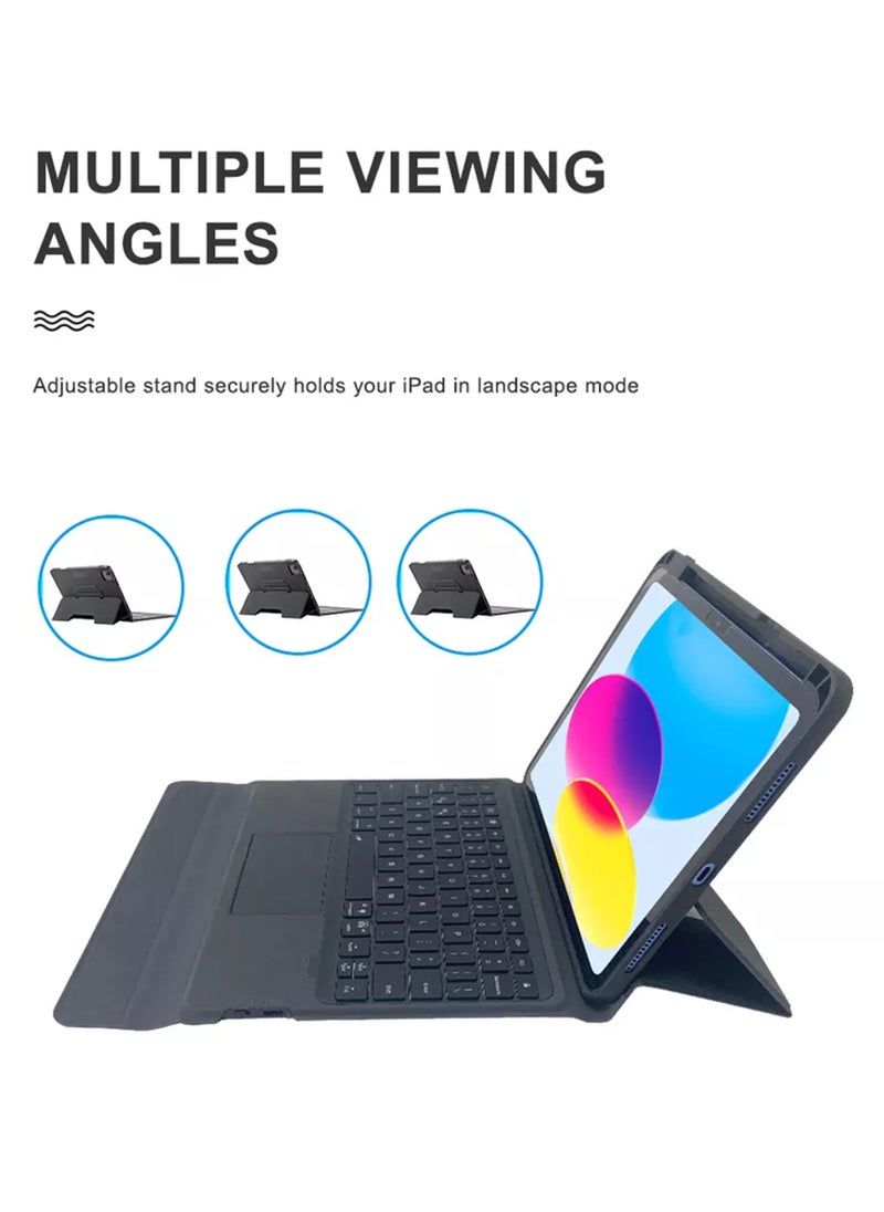 PROTECT iPad 10th Gen Detachable Keyboard Case | Trifold Stand | Backlit Keyboard | Pencil Slot | Grey | Model: WR112