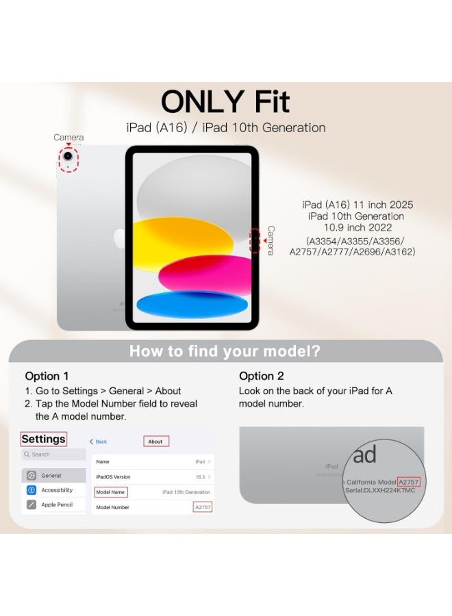 بروتيكت حافظة لوحة مفاتيح ماجيك مع تراك باد وإضاءة خلفية متوافقة مع iPad الجيل 11 مقاس 11 بوصة 2025 (A16 – A3354 A3355 A3356) و iPad الجيل 10 مقاس 10.9 بوصة 2022 (A2696 A2757 A2777) مع لوحة مفاتيح بلوتوث قابلة للفصل وفتحة قلم - Image 3