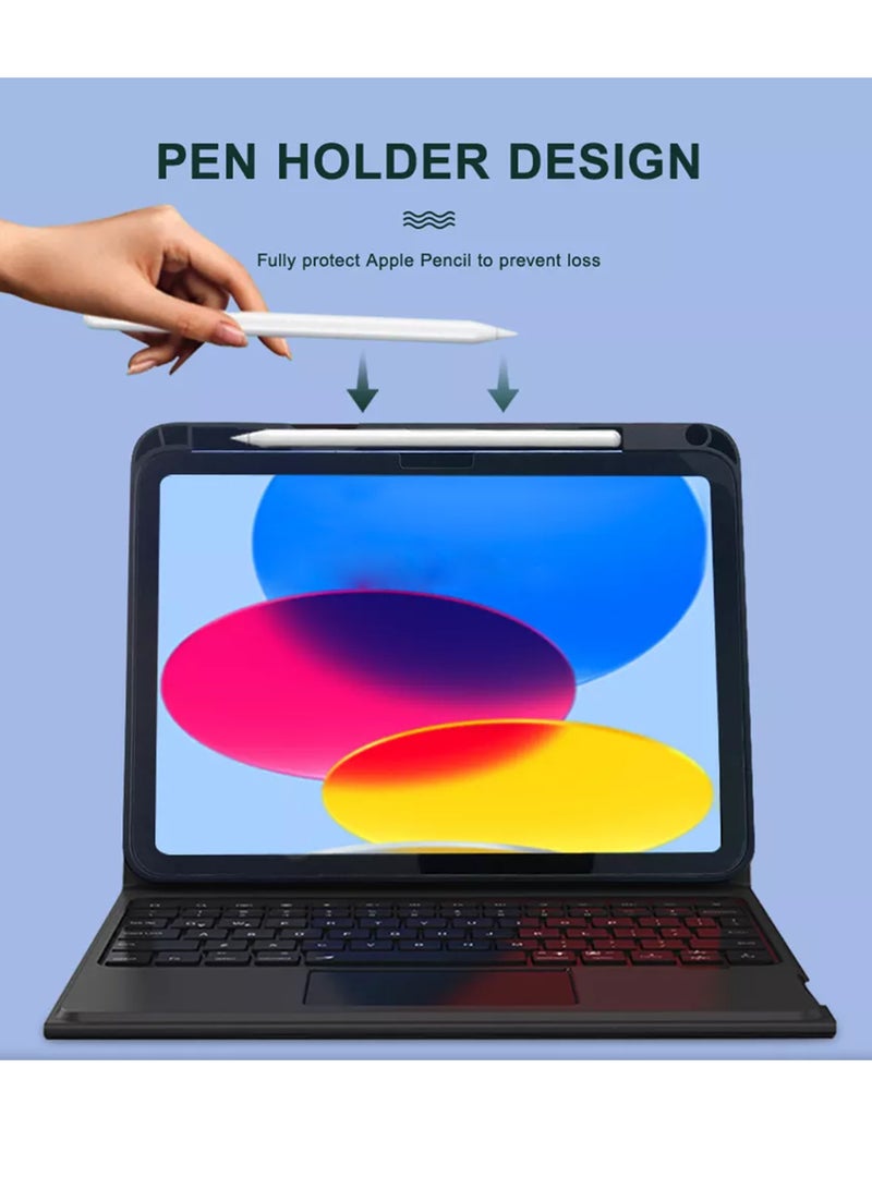 بروتيكت حافظة لوحة مفاتيح ماجيك مع تراك باد وإضاءة خلفية متوافقة مع iPad الجيل 11 مقاس 11 بوصة 2025 (A16 – A3354 A3355 A3356) و iPad الجيل 10 مقاس 10.9 بوصة 2022 (A2696 A2757 A2777) مع لوحة مفاتيح بلوتوث قابلة للفصل وفتحة قلم - Image 4