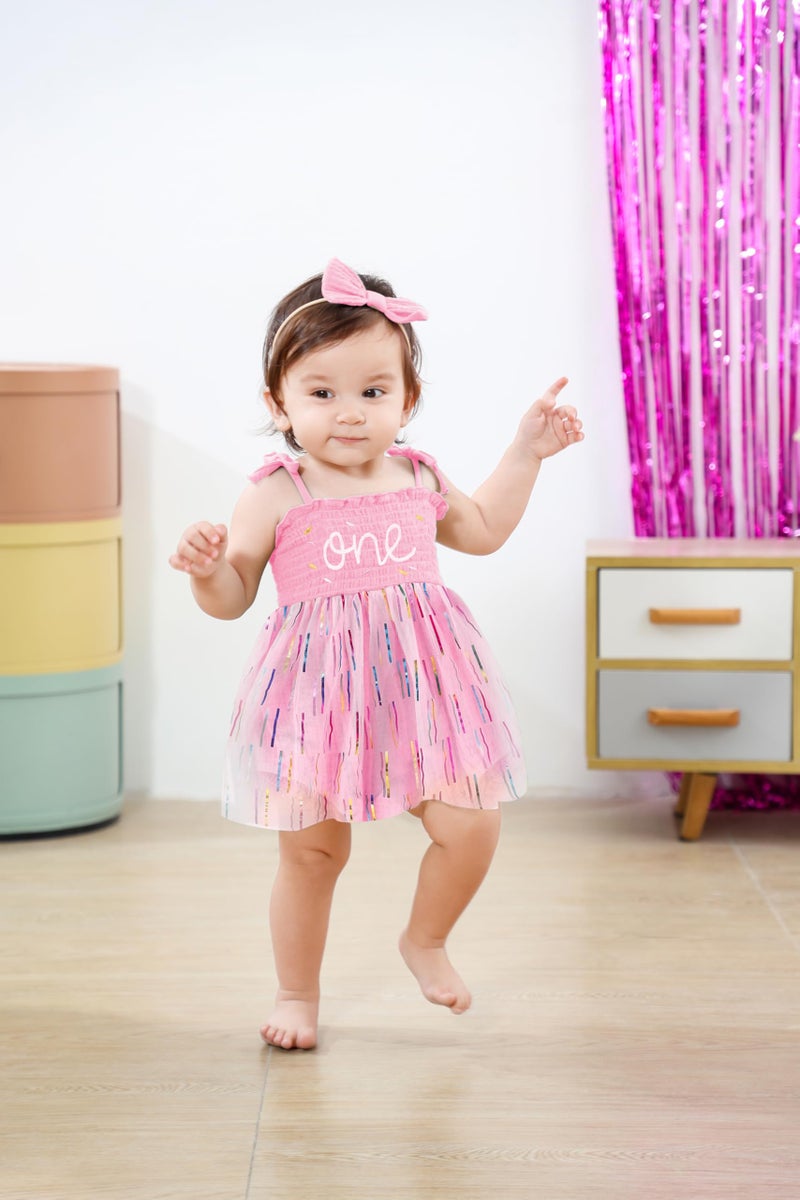 TITKKOP Baby Girl 1st Birthday Clothes One Year Old Tulle Romper Sleeveless Bodysuit Cake Smash Outfits(Pink2,9-12M) - Image 3