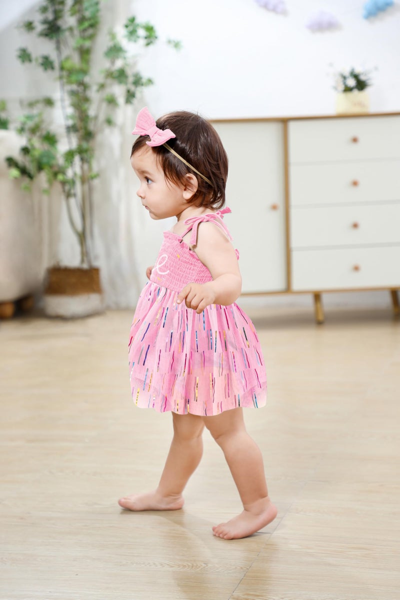 TITKKOP Baby Girl 1st Birthday Clothes One Year Old Tulle Romper Sleeveless Bodysuit Cake Smash Outfits(Pink2,9-12M) - Image 5