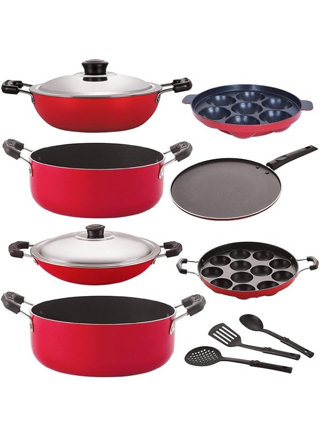 Nirlon Non Stick Coated Heat Resistance Pfoa Free Aluminium Cookware Set of 12 Pieces - Image 1