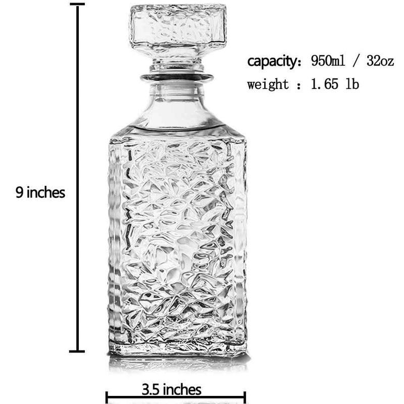 Bunhut Whiskey Decanter with Airtight Geometric Stopper,32oz Liquor Decanter,Glass Decanter,Diaphanous Liquor Bottle,Decanter with Airtight Lid for Whiskey,Vodka,Bourbon,Scotch,Brandy,Wine - Image 2