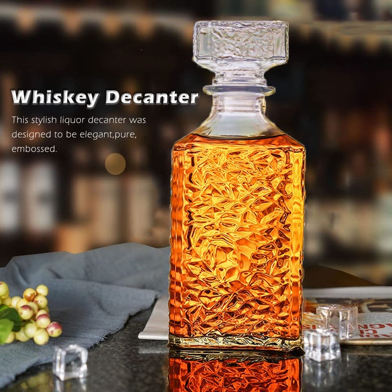 Bunhut Whiskey Decanter with Airtight Geometric Stopper,32oz Liquor Decanter,Glass Decanter,Diaphanous Liquor Bottle,Decanter with Airtight Lid for Whiskey,Vodka,Bourbon,Scotch,Brandy,Wine - Image 3
