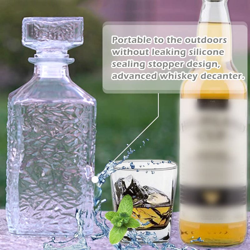 Bunhut Whiskey Decanter with Airtight Geometric Stopper,32oz Liquor Decanter,Glass Decanter,Diaphanous Liquor Bottle,Decanter with Airtight Lid for Whiskey,Vodka,Bourbon,Scotch,Brandy,Wine - Image 5
