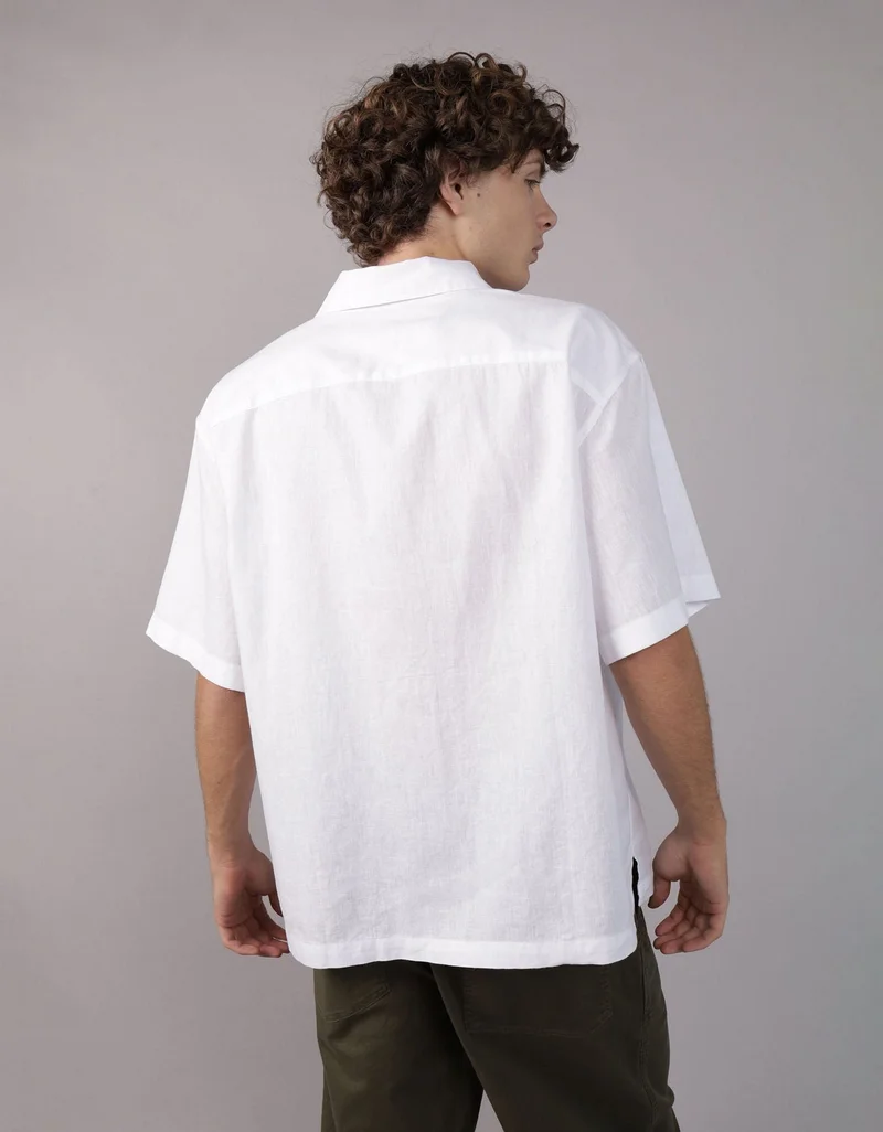 American Eagle AE Poolside Linen-Blend Button-Up Shirt