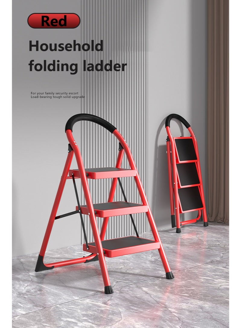3-Step Folding Step Ladder Black/Red - Image 1