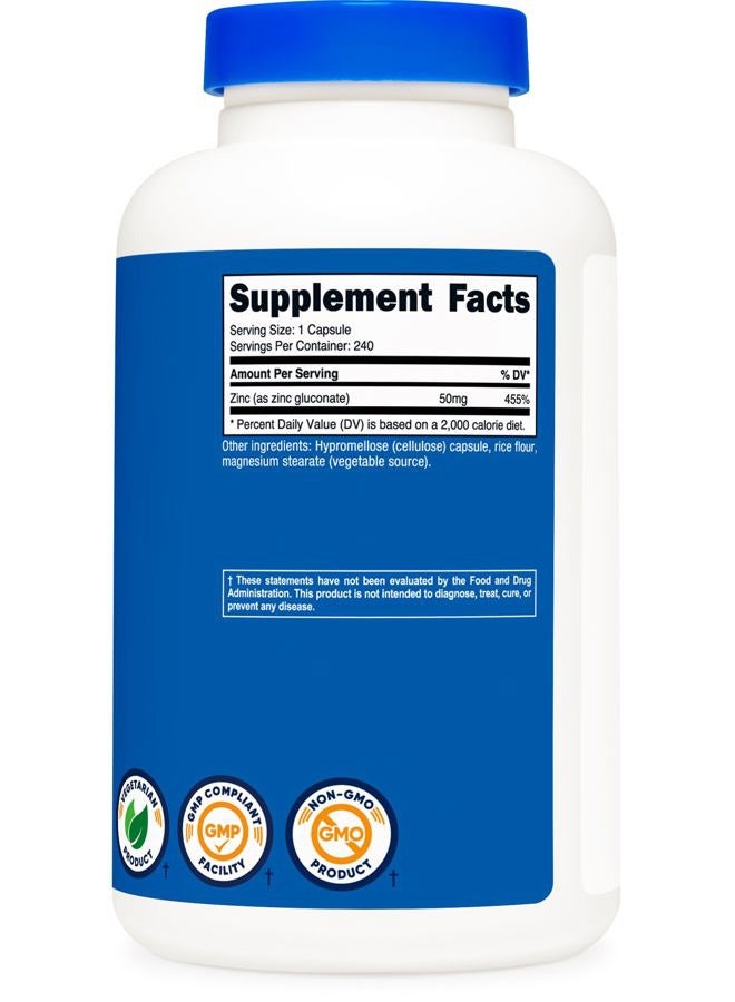 Nutricost كبسولات زنك غلوكونات 240 نباتية (50 ملغ) - خالية من الغلوتين وغير معدلة وراثيًا - Image 5