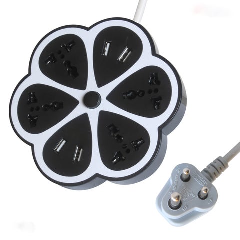 CALLMATE EXT404 Hexagon Extension Board with 4 Sockets 4 USB Ports 20 Amp Multi Switched Socket USB Hexagon Charging Station EU Plug Multi Plug Use for Home Office