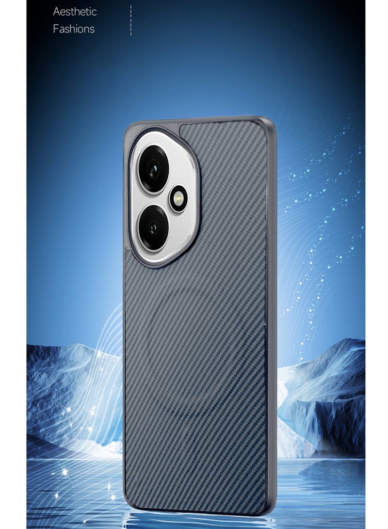 دبليو تيك غطاء خلفي واقٍ لهاتف Honor 400 5G 2025 من السيليكون الناعم بألياف الكربون مع ميزة Magsafe (MCFPSN) - رمادي - Image 4