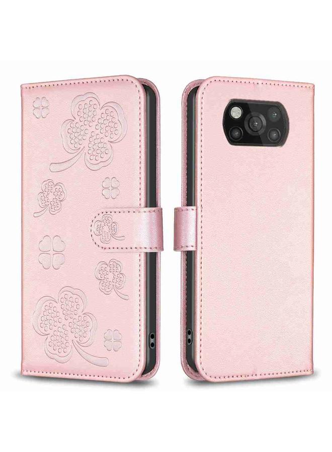 Case For Xiaomi Poco X3 Four-leaf Embossed Leather Phone Case