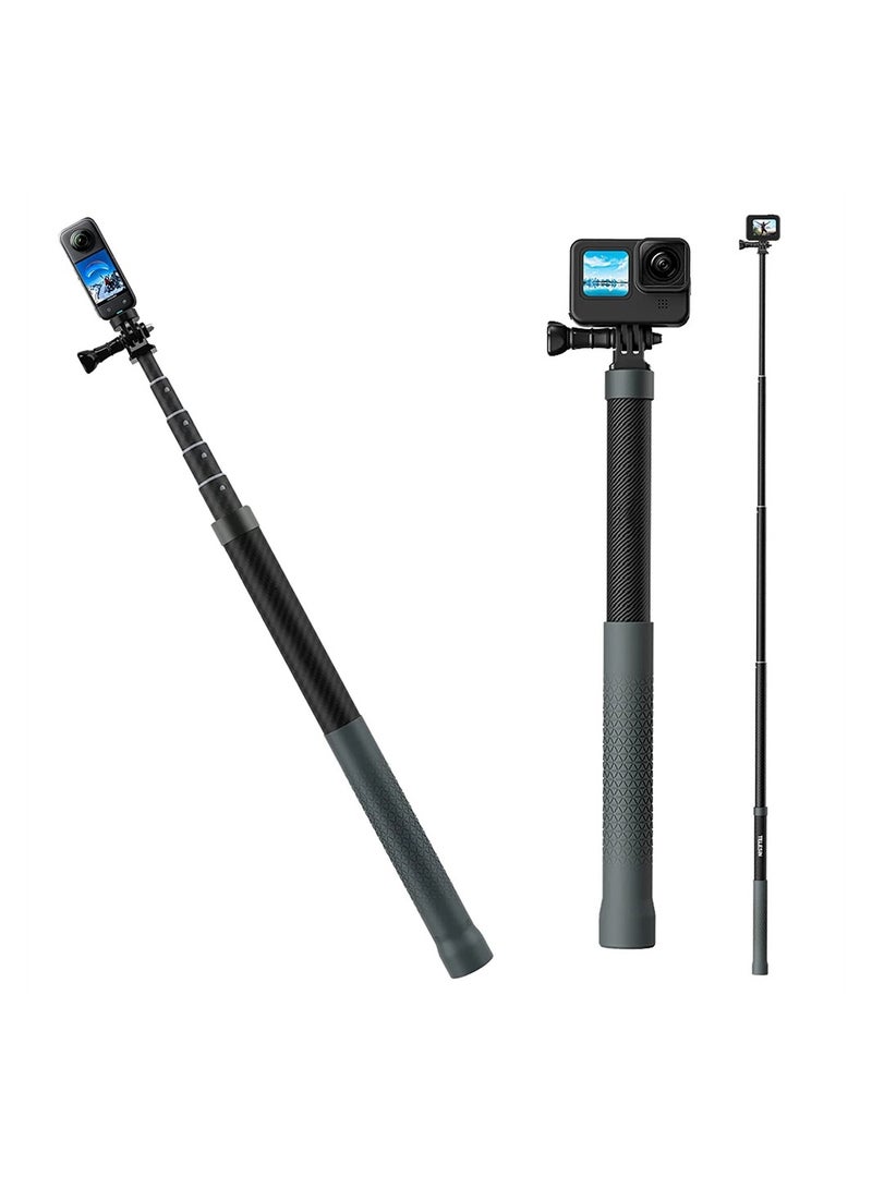 Captaintech Lightweight Invisible Selfie Stick for GoPro Insta360 Compatible with Hero 11 10 9 Max One X2 X3 DJI Action 360 Camera 120cm Carbon Fiber - Image 1