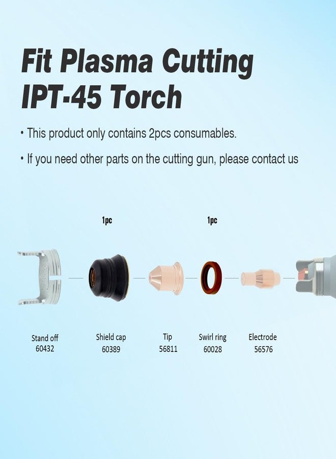 BDR IPT-45 Torch Shield Cap & Swirl Ring Plasma Cutting Consumables for Habor Freight Titanium 45A Plasma Cutter Using with 56576 56811 2PK - Image 4