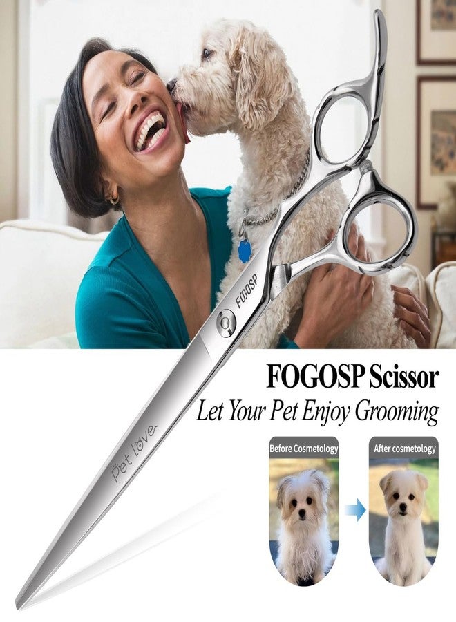 مقص FOGOSP 9.0 بوصة للعناية بالحيوانات الأليفة، مقص احترافي مستقيم للعناية بالحيوانات الأليفة، مناسب للكلاب والقطط الكبيرة ذات الشعر الطويل والكثيف (9.0 بوصة، مستقيم) - Image 2