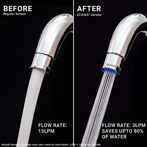 ECO365 3 LPM Shower Flow Aerator | Anti-Clog Faucet Adapter with Water Saving Nozzle | Easy To Maintain | Water-Saving Chrome Finish for Kitchen & Bathroom Sinks - Pack of 4 - Image 2
