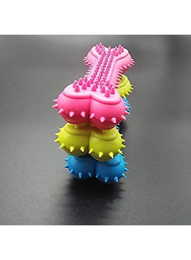 Dental Squeaky Spike Dotted Grind Bite Chewable Stick Bone Toy For All Breeds Dogs & Puppies (Color As Per Availability) - Image 4