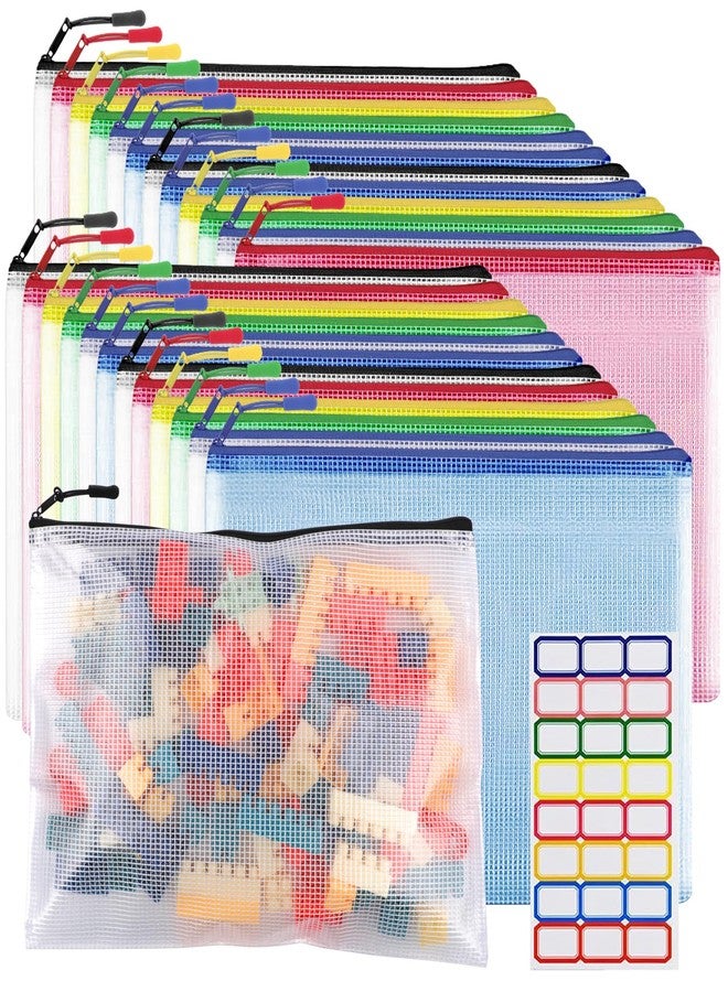 YOPCDJ 24pcs Mesh Zipper Pouch Bags A4 Zipper Bags for Classroom Organization, Waterproof Document Zipper Pouches for Cosmetics, Travel Storage File Bags for Office Supplie - Image 1