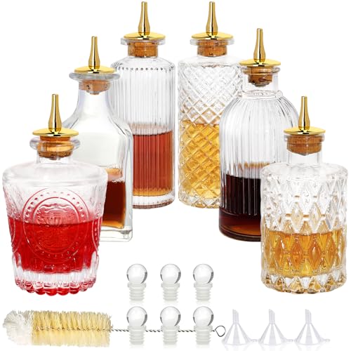 SuproBarware Bitters Bottles Set of 6 - Glass Dasher Bottles with Dash Top and Stopper Great Dispenser Bottle For Your Bitters Great for homemade Cocktail and Bartender - Image 1