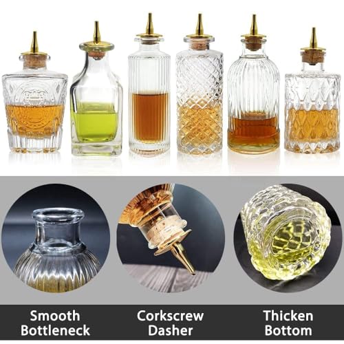 SuproBarware Bitters Bottles Set of 6 - Glass Dasher Bottles with Dash Top and Stopper Great Dispenser Bottle For Your Bitters Great for homemade Cocktail and Bartender - Image 4