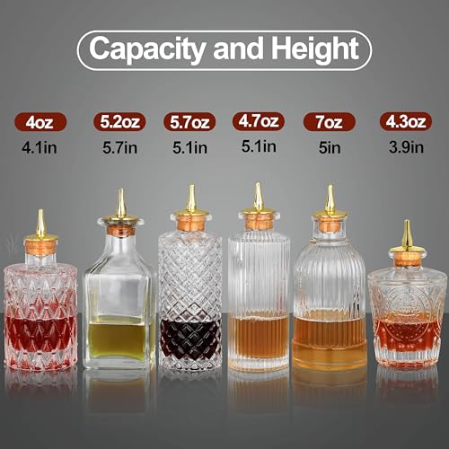 SuproBarware Bitters Bottles Set of 6 - Glass Dasher Bottles with Dash Top and Stopper Great Dispenser Bottle For Your Bitters Great for homemade Cocktail and Bartender - Image 2