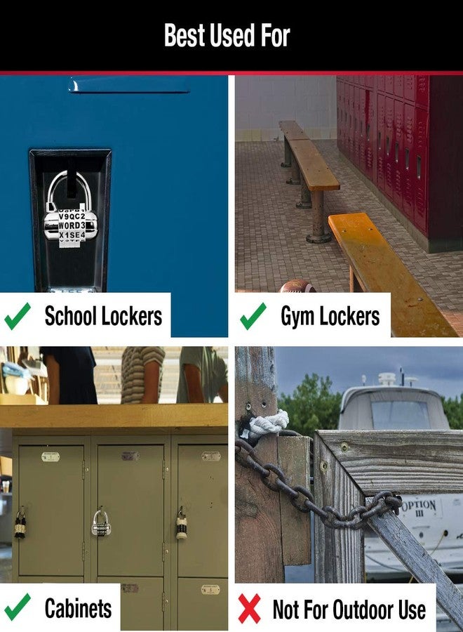 Master Lock Padlock, Set Your Own Word Combination Lock, 2-1/2 in. Wide, Black, 1534DBLK - Image 3