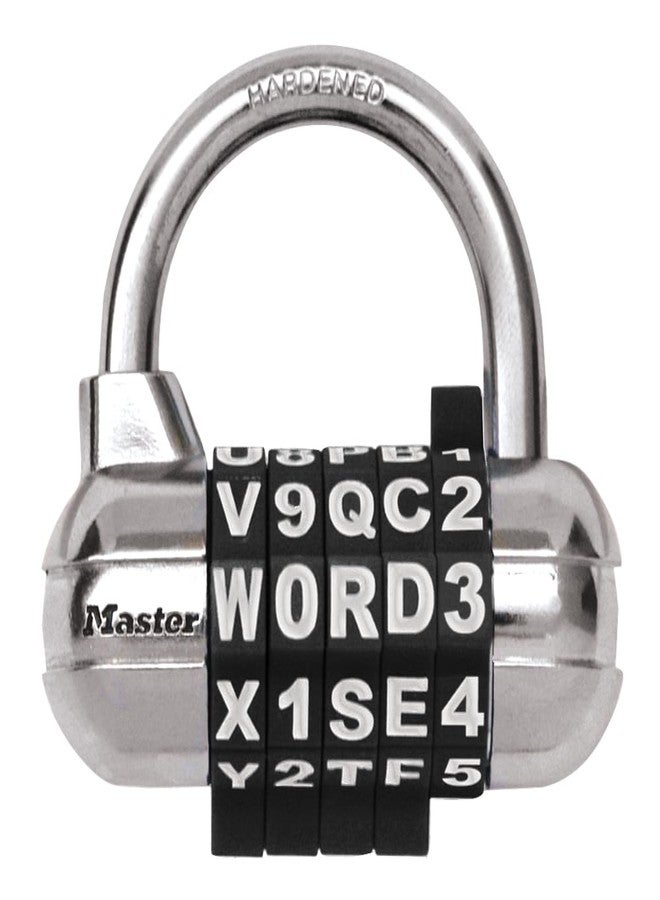 Master Lock Padlock, Set Your Own Word Combination Lock, 2-1/2 in. Wide, Black, 1534DBLK - Image 1