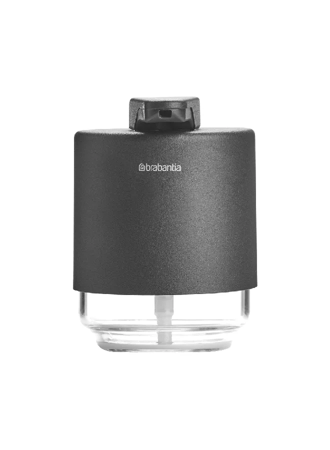 brabantia Mindset Textured Feel Non-Drip Pump Soap Dispenser Dark Grey and Clear 200 ml 303203
