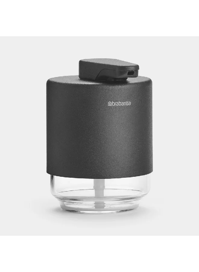 brabantia Mindset Textured Feel Non-Drip Pump Soap Dispenser Dark Grey and Clear 200 ml 303203