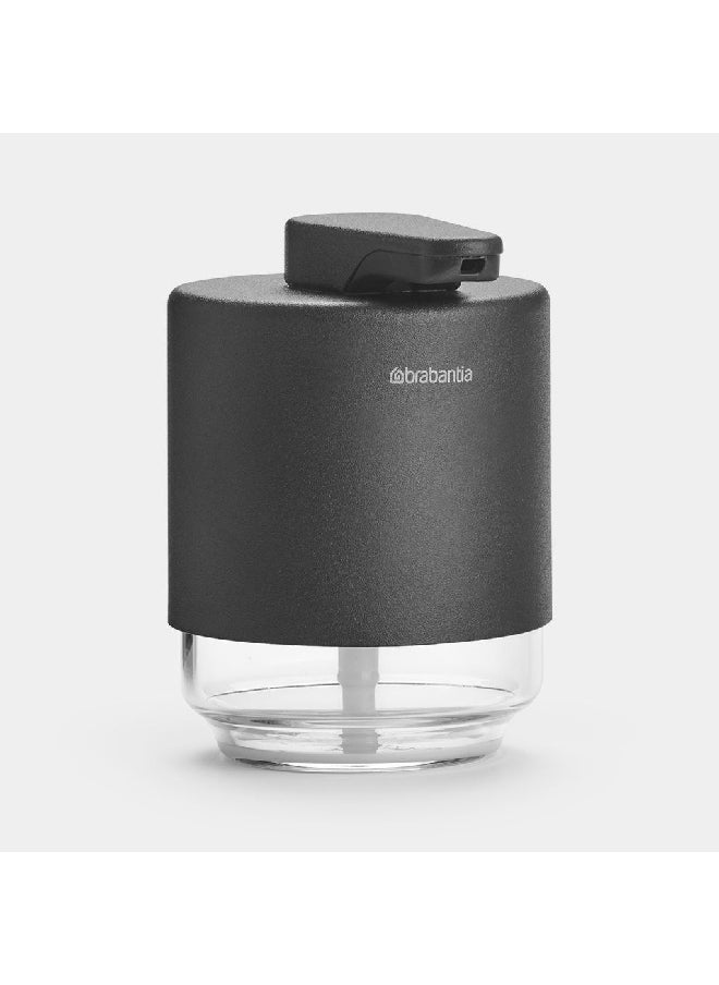 brabantia Mindset Textured Feel Non-Drip Pump Soap Dispenser Dark Grey and Clear 200 ml 303203  - Image 2