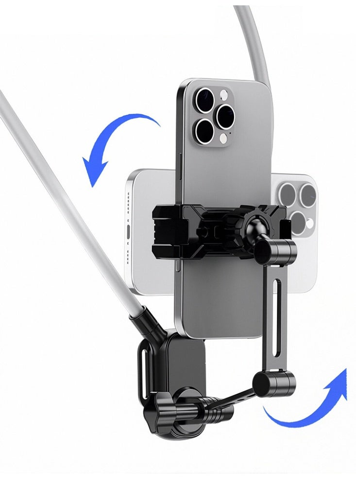 الرقبة سيلفي الوقوف الهاتف المحمول فيديو فلوغ قلادة طوق الوقوف,اليدين الحرة قابلة للتعديل الهاتف الرقبة قوس الصدر قوس تسجيل الفيديو,لآيفون 15 14 13 12 سلسلة,هواتف أندرويد وكاميرا غوبرو (أسود) - Image 1