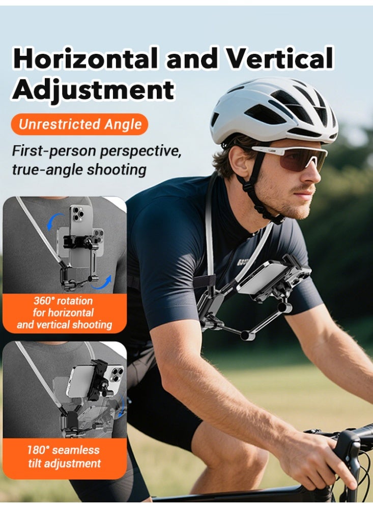 الرقبة سيلفي الوقوف الهاتف المحمول فيديو فلوغ قلادة طوق الوقوف,اليدين الحرة قابلة للتعديل الهاتف الرقبة قوس الصدر قوس تسجيل الفيديو,لآيفون 15 14 13 12 سلسلة,هواتف أندرويد وكاميرا غوبرو (أسود) - Image 4