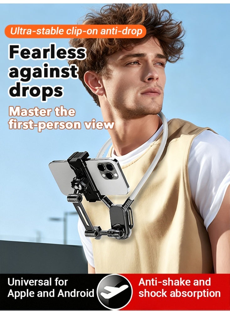 الرقبة سيلفي الوقوف الهاتف المحمول فيديو فلوغ قلادة طوق الوقوف,اليدين الحرة قابلة للتعديل الهاتف الرقبة قوس الصدر قوس تسجيل الفيديو,لآيفون 15 14 13 12 سلسلة,هواتف أندرويد وكاميرا غوبرو (أسود) - Image 2