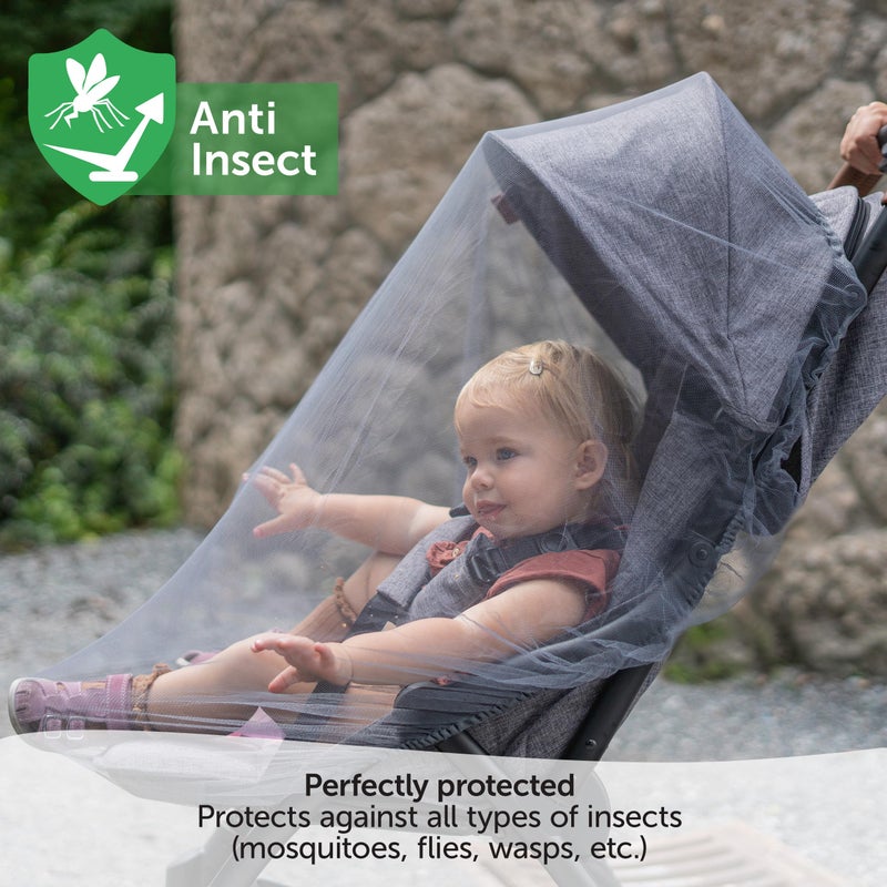 Kcicephine Zamboo Universal Mosquito Net for Pushchair, Pram, Buggy, Carrycot and Travel Cot | Washable and Durable Fine Mesh Insect Protection Netting - Grey - Image 2