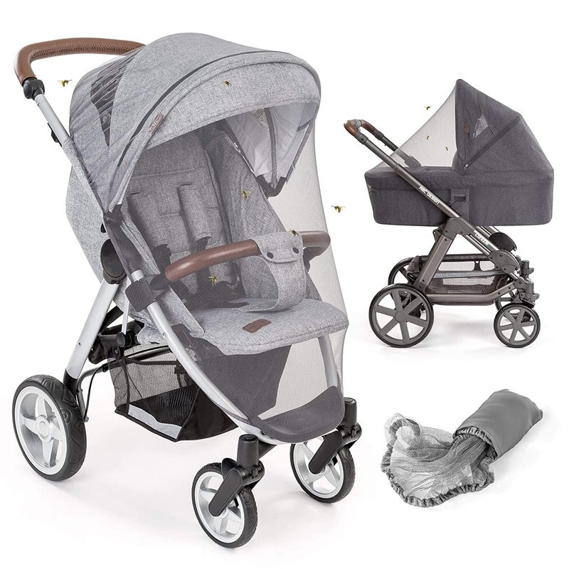 Kcicephine Zamboo Universal Mosquito Net for Pushchair, Pram, Buggy, Carrycot and Travel Cot | Washable and Durable Fine Mesh Insect Protection Netting - Grey - Image 1