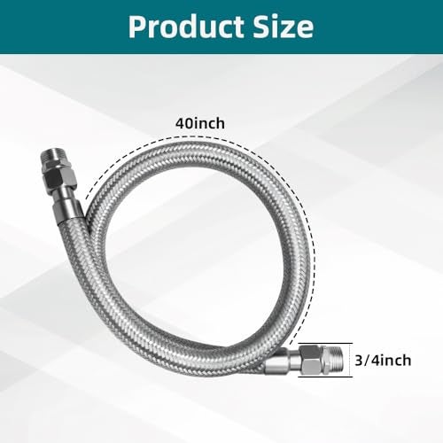 Lakeyulystore 3/4" NPT Compressor Jumper Hose 40", 304 Stainless Steel Braided Flex Hose, 750°F Heat & 450 PSI Pressure Rated, 360° Rotating Fittings, Heavy-Duty Industrial Air Line Connector - Image 5