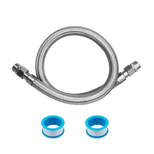 Lakeyulystore 3/4" NPT Compressor Jumper Hose 40", 304 Stainless Steel Braided Flex Hose, 750°F Heat & 450 PSI Pressure Rated, 360° Rotating Fittings, Heavy-Duty Industrial Air Line Connector - Image 1