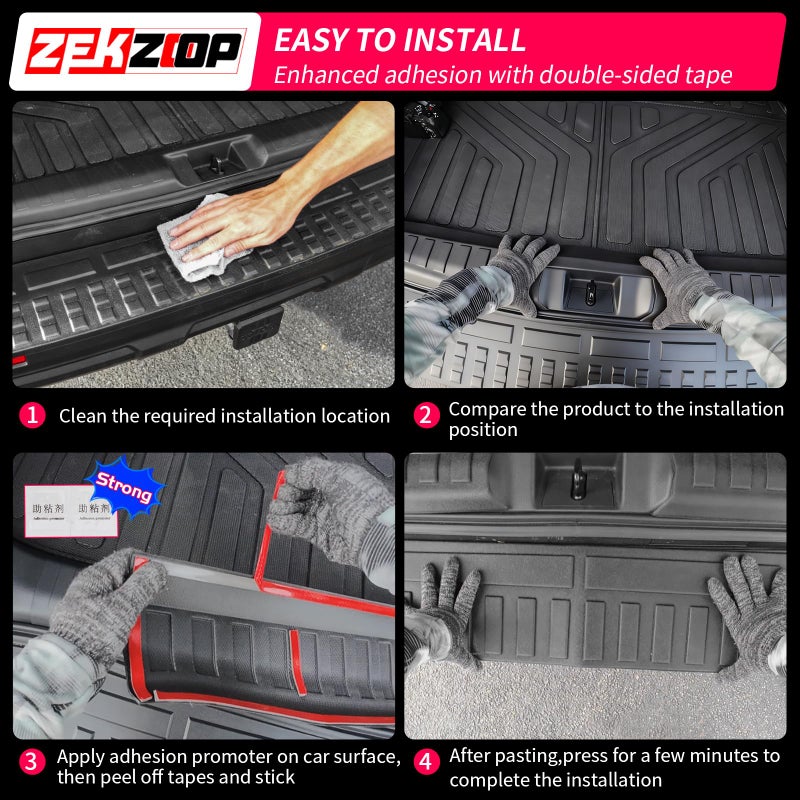 Zekzoop Rear Bumper Protector Compatible with 2025 2026 Toyota 4Runner 5 Seats Rear Bumper Guard TPE Internal & External Trunk Sill Cover Anti-Scratch Trunk Door Entry Guard for 4 Runner Accessories - Image 4