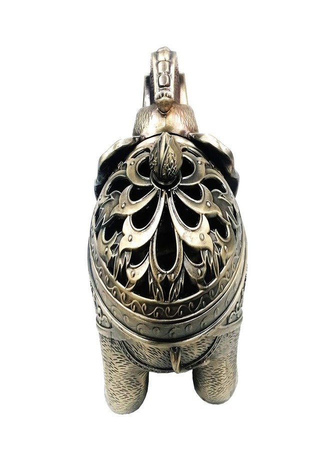 Hourwof Metal Elephant Incense Holder,Vintage Cone Coil Incense Burner with Lid,Ash Catcher,Aromatherapy Ornament Home Office Decor,Bronze - Image 5
