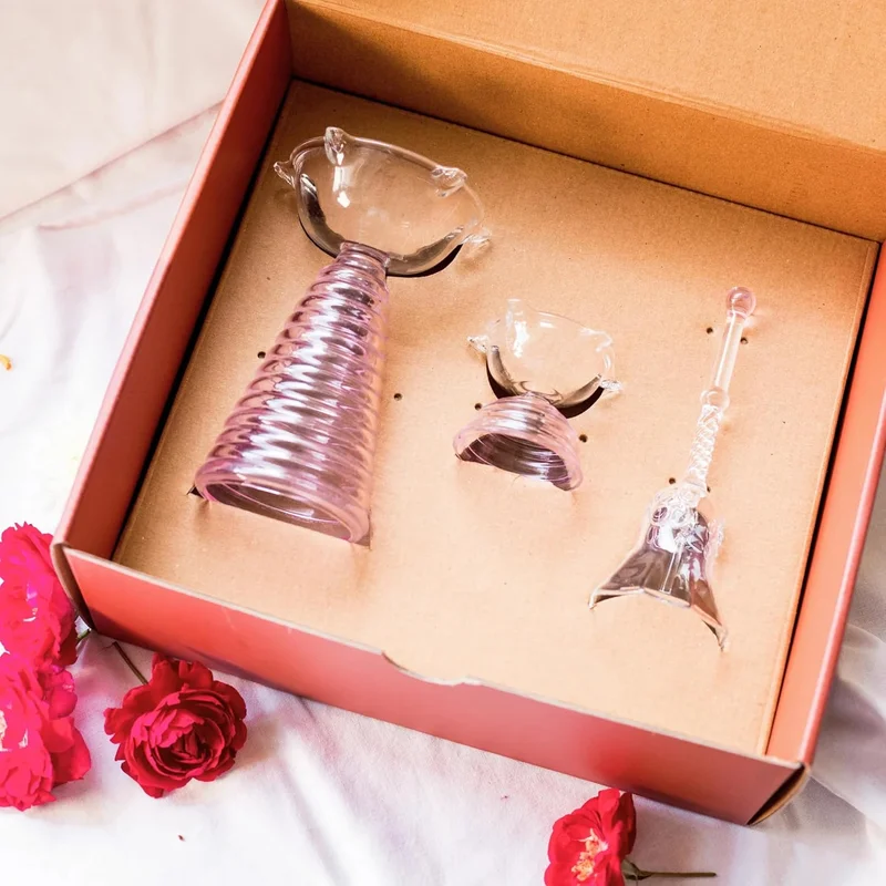 Muun Home Muun Home Festive Gift Set - Tall Diya, Short Diya, and Ringing Bell in Pink