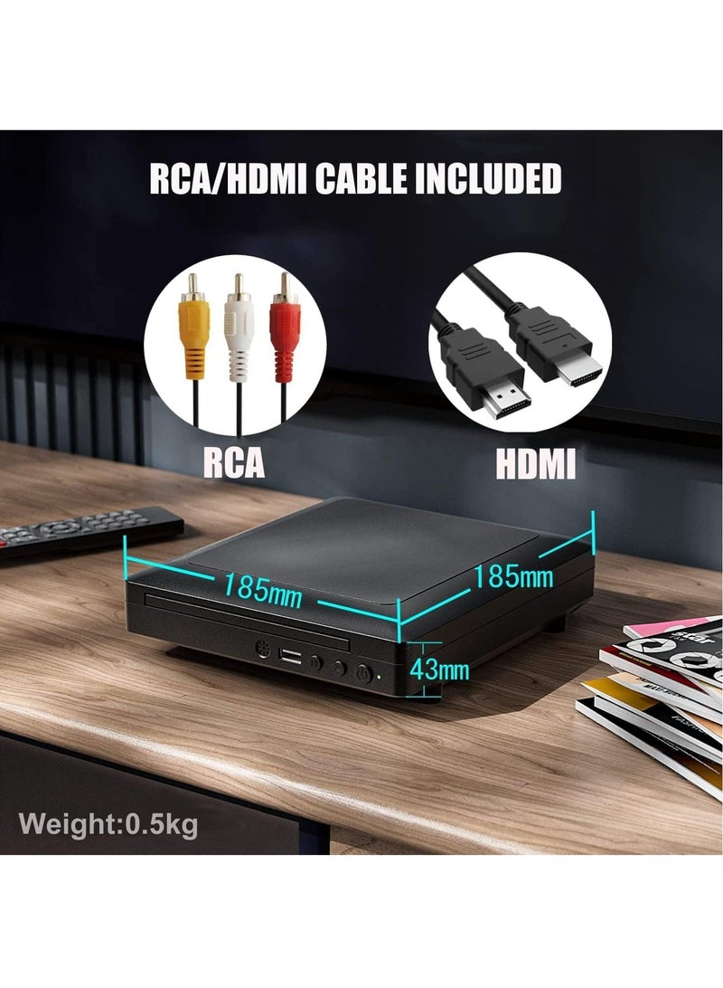 KADIP Mini HD DVD Player, CD Players for Home, DVD Players for TV, HDMI and RCA Cable Included, Up-Convert to HD 1080p, All Region, Breakpoint Memory, Built-in PAL/NTSC, USB 2.0 - Image 3