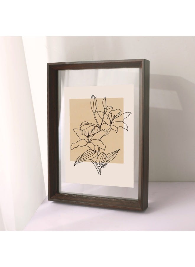 Generic - Double-sided Transparent Picture Frame Mounting Frame A4 Acrylic Photo Frame Table Display 7.6inch Calligraphy Calligraphy And Painting Poster Frame Wall Hanging-Color:20inch [inner DiAmeter 40.4*50.6cm] Solid Wood MAteriAl-A028 BlAck WAlnut Color - Image 1