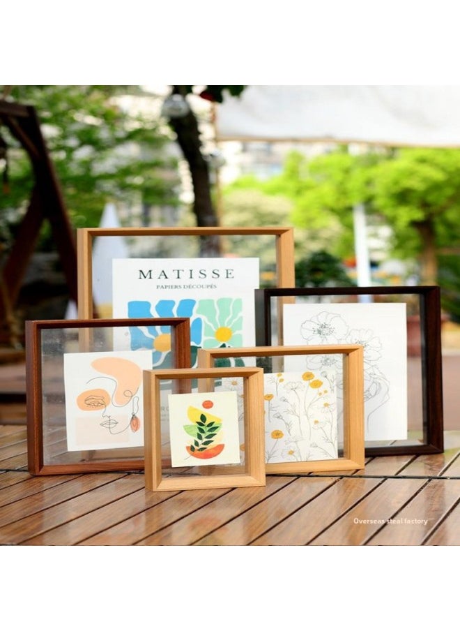 Generic - Double-sided Transparent Picture Frame Mounting Frame A4 Acrylic Photo Frame Table Display 7.6inch Calligraphy Calligraphy And Painting Poster Frame Wall Hanging-Color:20inch [inner DiAmeter 40.4*50.6cm] Solid Wood MAteriAl-A028 BlAck WAlnut Color - Image 1