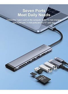Hagibis Usb C Hub 6 In 1 Type C Docking Station Fast Heat Dissipation Multiport Adapter Dongle With 4K Hdmi 100W Power Delivery 4 Usb Port For Macbook Pro And Other Type C Laptops 7 In 1  - Image 2