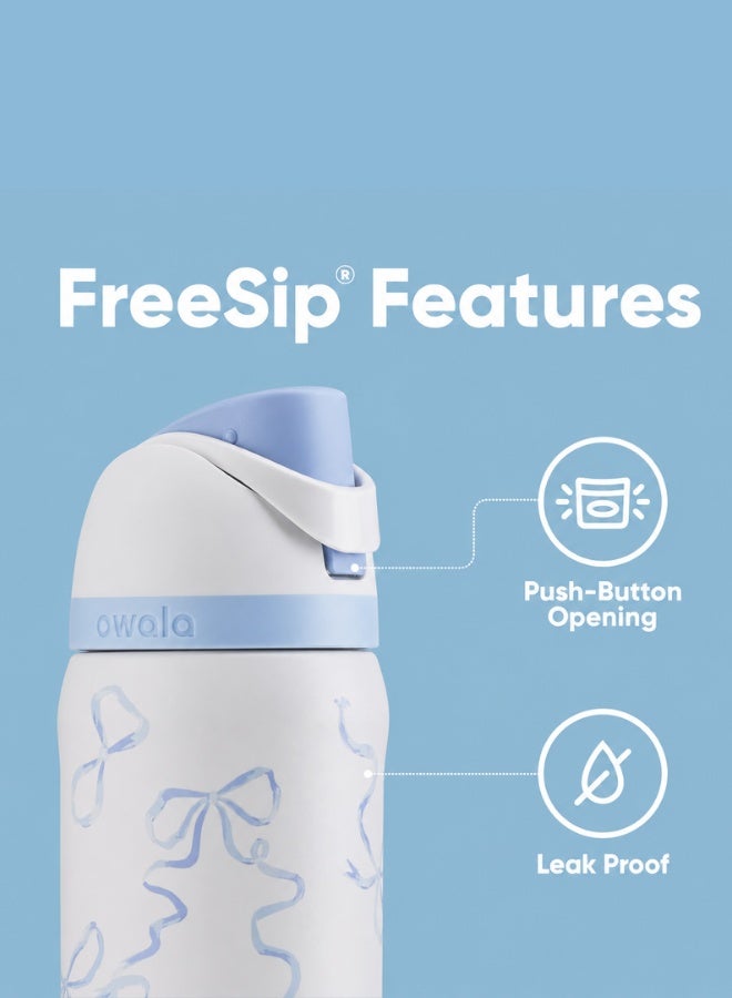 Owala 32 OZ. 945 ML Tied And True Blue Bows  Exclusive FreeSlip Stainless Steel Vacuum Insulated Sports Water Bottle. Blue - Image 5