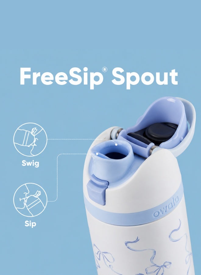 Owala 32 OZ. 945 ML Tied And True Blue Bows  Exclusive FreeSlip Stainless Steel Vacuum Insulated Sports Water Bottle. Blue - Image 3