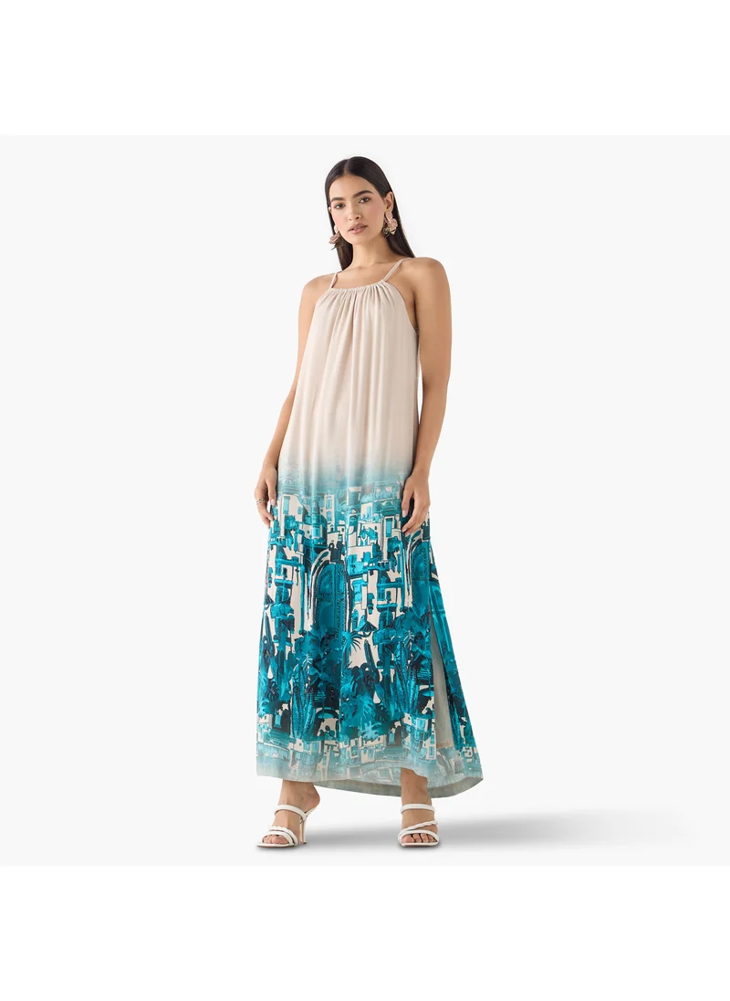Iconic Iconic Cityscape Print Sleeveless Dress