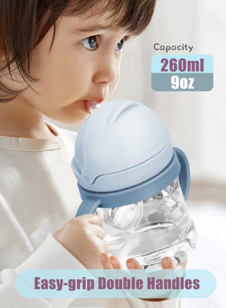 2 كوب شرب للأطفال الصغار، زجاجة مياه للأطفال سعة 260 مل مع غطاء قابل للطي، كوب شرب على شكل ديناصور للأطفال الصغار مع مقابض سهلة الإمساك ومقياس، كوب تدريب مانع للانسكاب للأطفال الذين يشربون بشكل مستقل - view 4