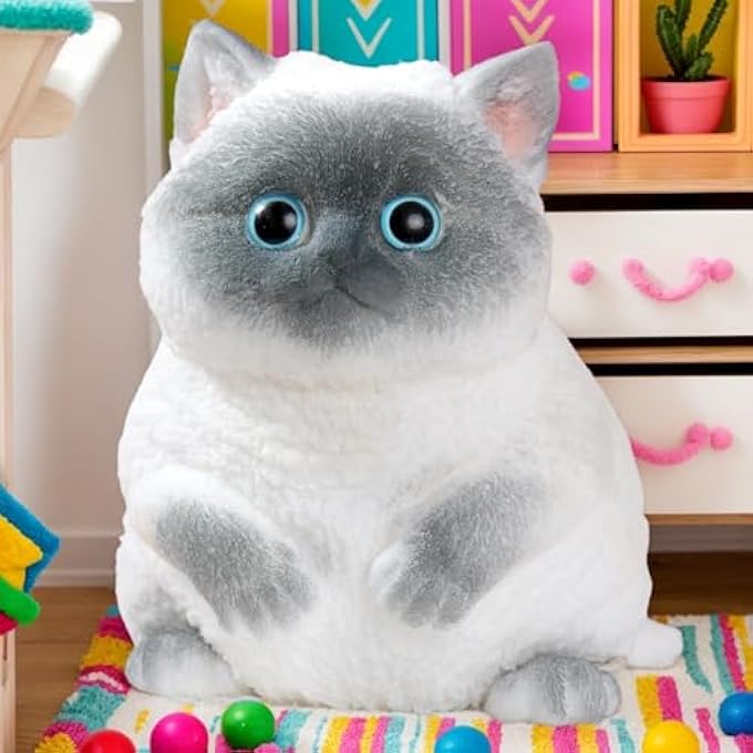 YJPPDD Big taba Squishy Cat, Handmade Squishy Cat for Adult/Kids, Stress Relief, Cute & Soft Cat Design, Perfect Squeeze Toys Gift for Relaxation and Fun - Dress Up Your Own Squishies Cat(Siamese) - Image 1