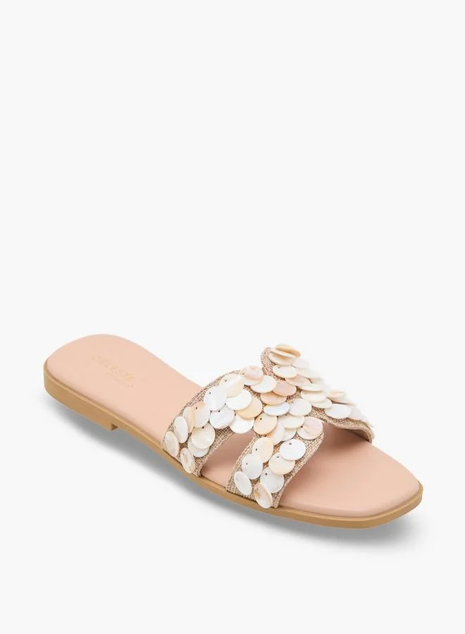 Celeste BEIGE Women Embellished Slip-On Sandals for Women | Best Price UAE